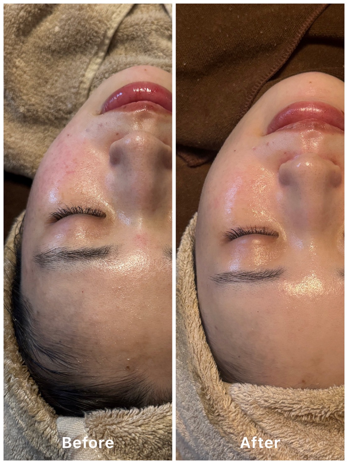 鏡の前で輪郭を確かめる女性